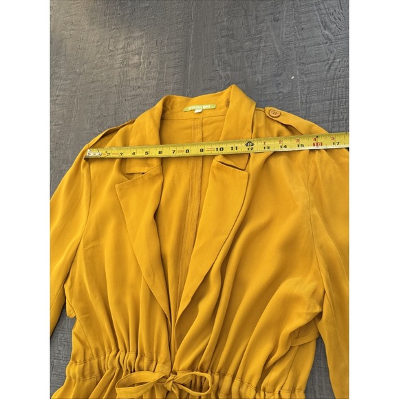 Gianni Bini Mustard Yellow Drawstring Waist Utility Trench Jacket Size Large - Picture 11 of 12